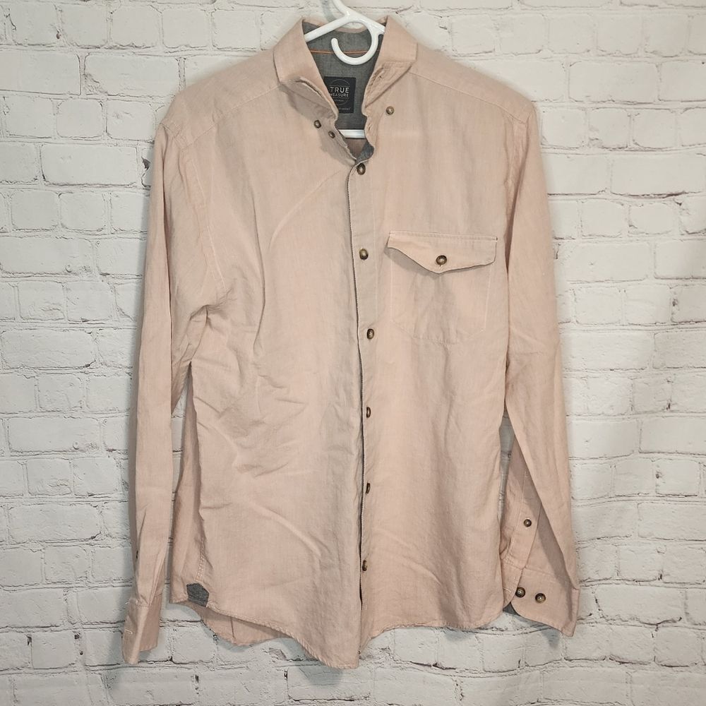 Men's True Measure longsleeve button-down shirt, size Medium